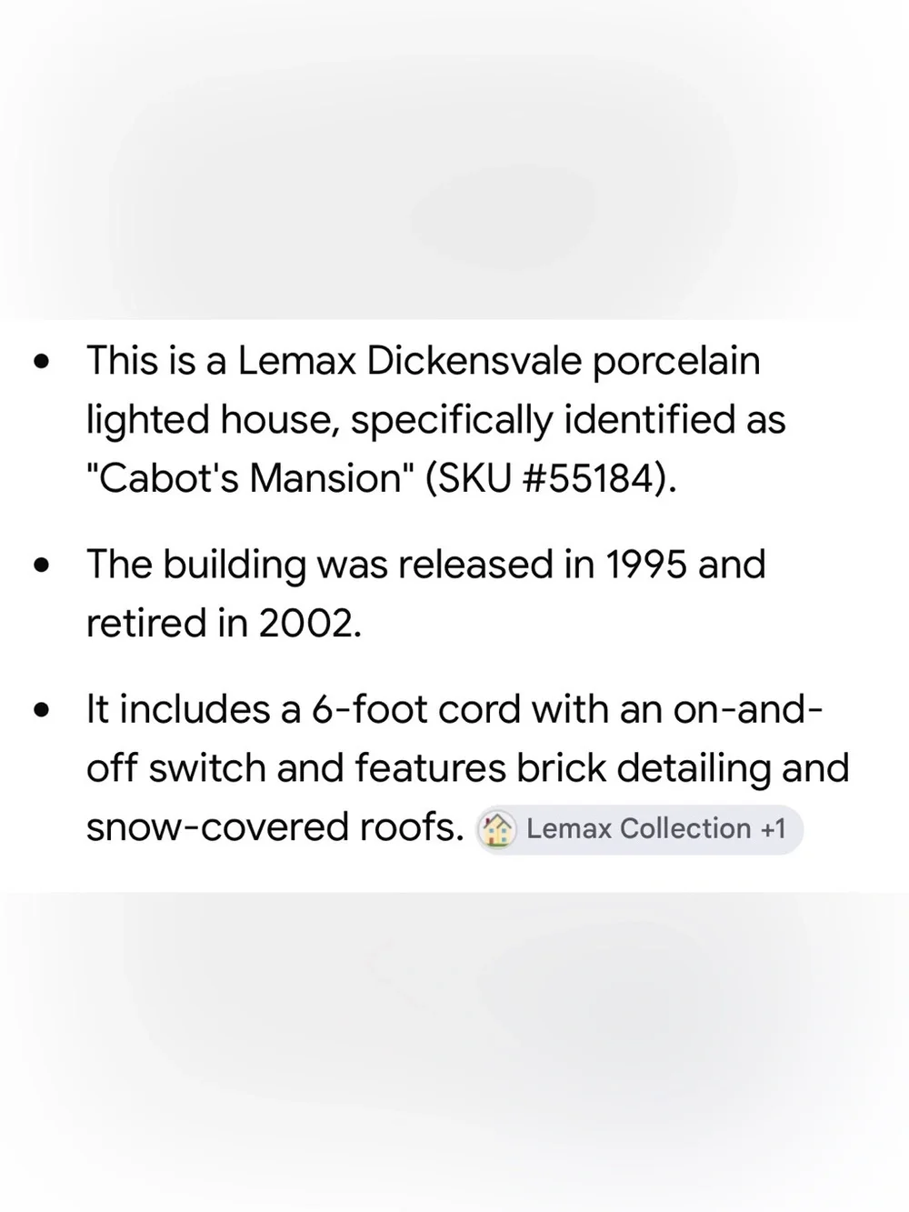 Lemax Dickensvale Porcelain Lighted House - Red, Black & White Box